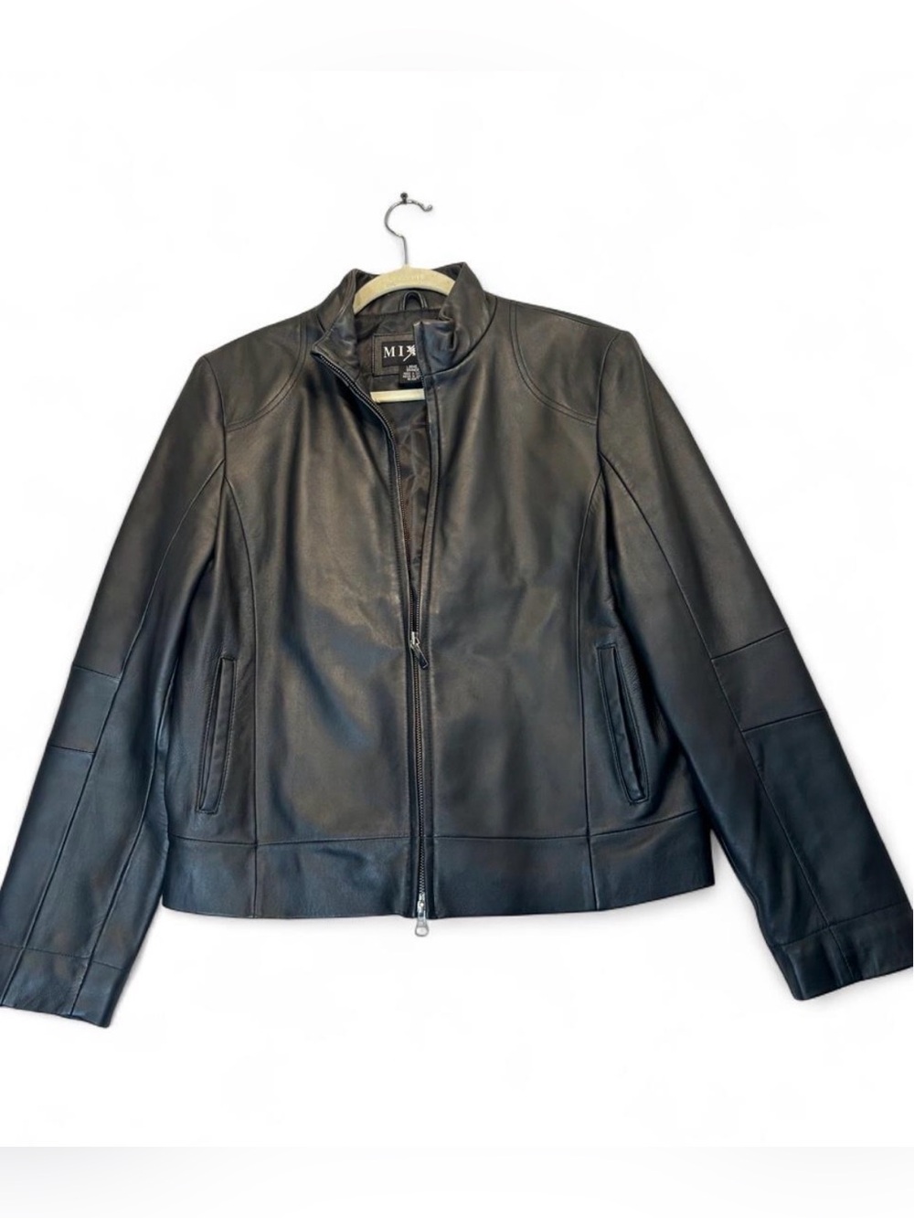 Mixit Black Leather Zip-Front Jacket